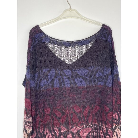 Free People Tough Love Deep V-Neck Sweater Tunic Ombre Blue Multi Oversized S - Picture 9 of 9